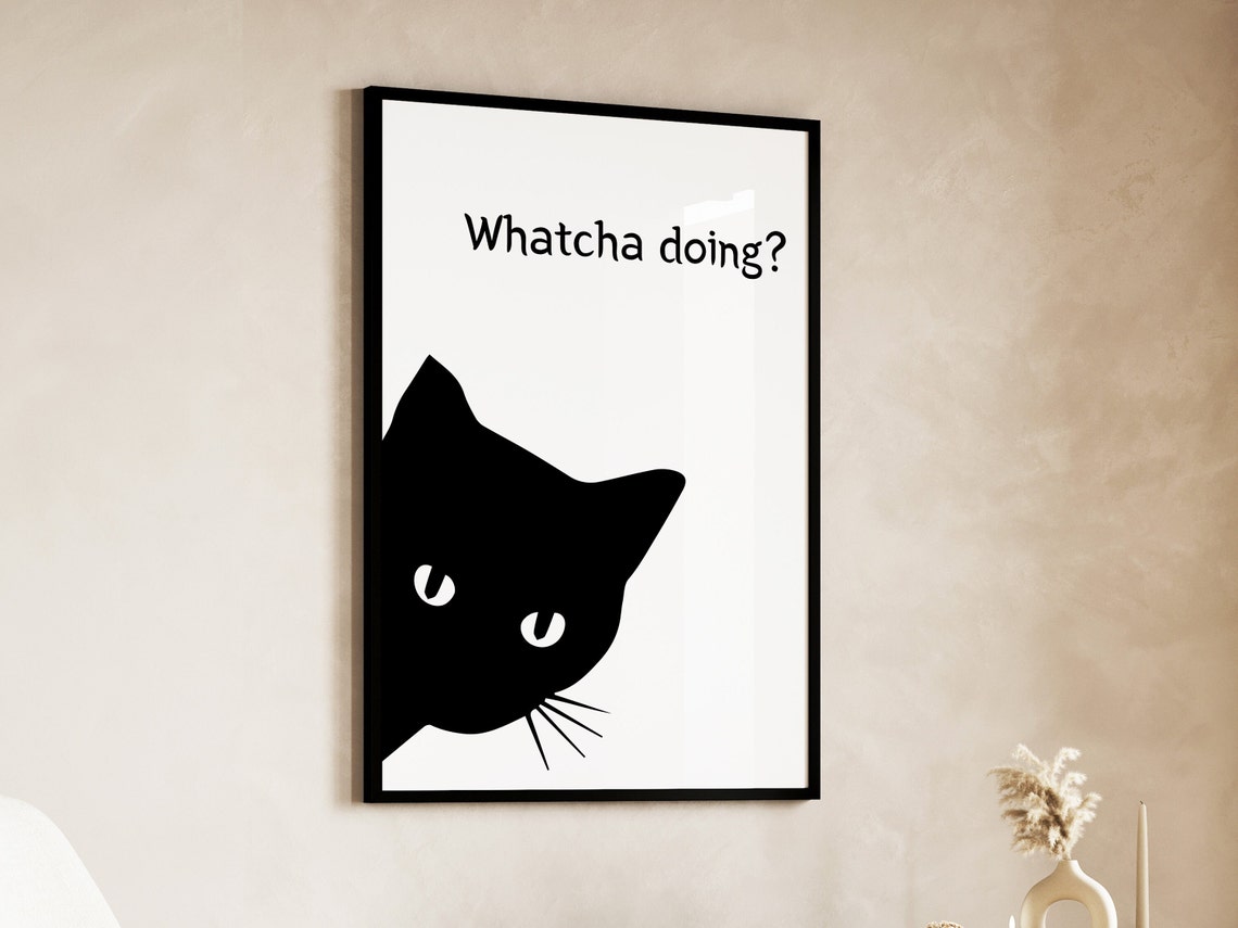 Black Cat Funny Minimalist Poster Print - Image 3