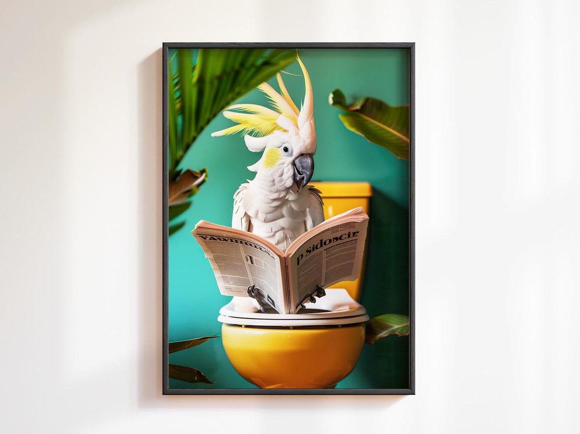 White Cockatoo Print Bird Prints Funny Posters Bathroom Wall Decor Toilet Wall Art Bathroom Wall Art Bathroom Decor Maximalist Wall Art - Image 4