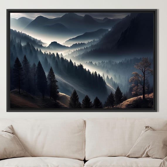 Tree Landscape Poster Mountain Canvas Art Forest Gift Personalized Farmhouse Decor