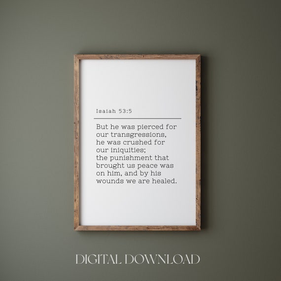 Isaiah 53:5 Minimalist Bible Verse Art Print