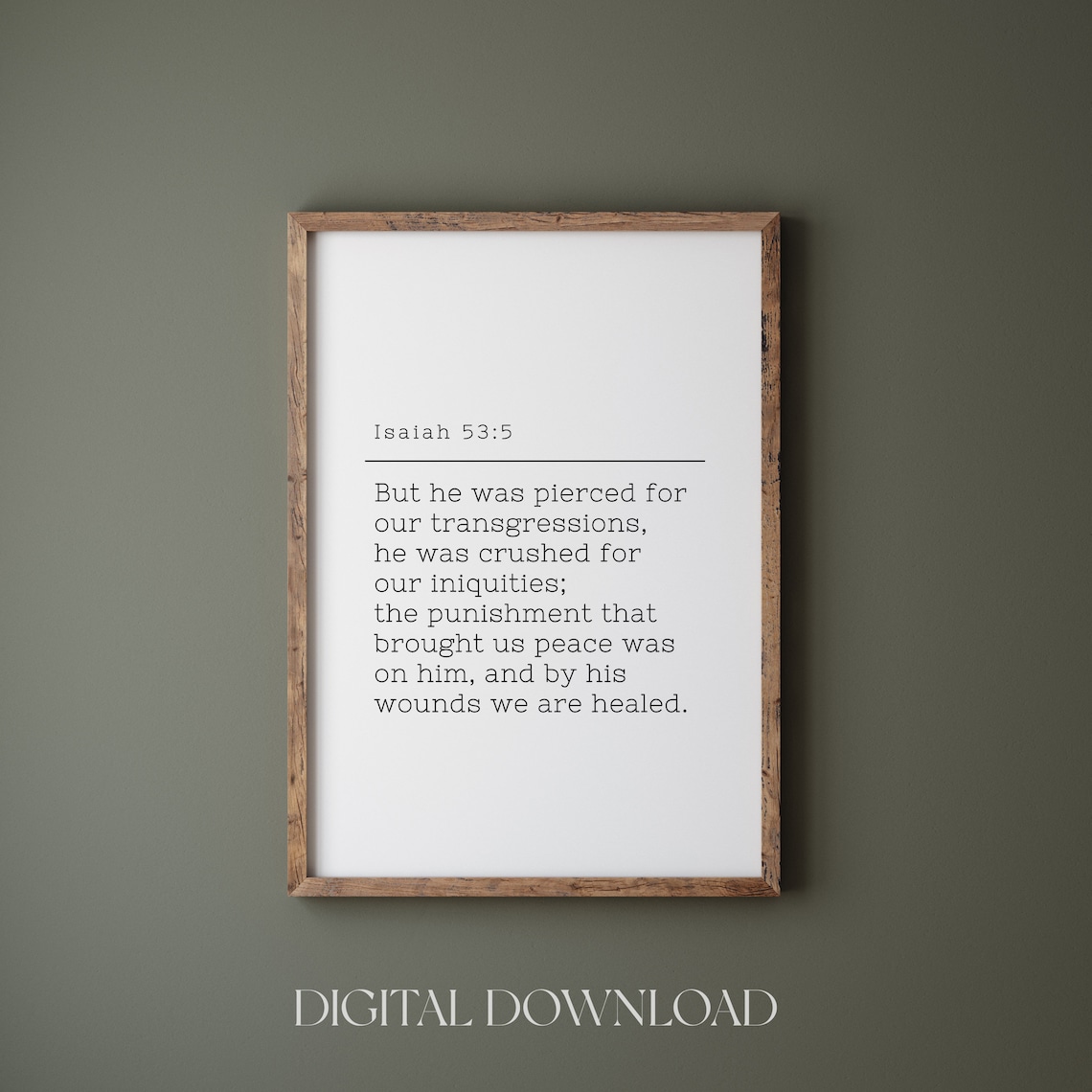 Isaiah 53:5 Minimalist Bible Verse Art Print