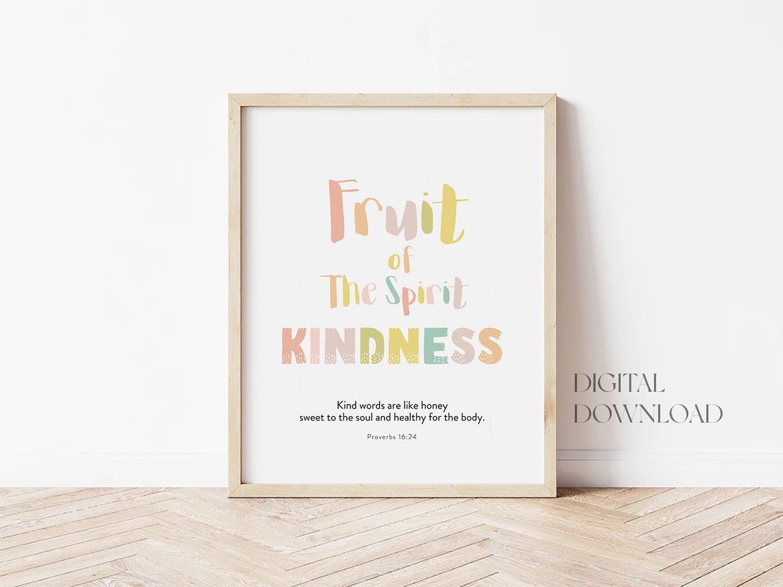 Fruit Of The Spirit Kindness Kids Nursery Room Wall Art Galatians 522 Christian Kids Nursery Church Sunday School