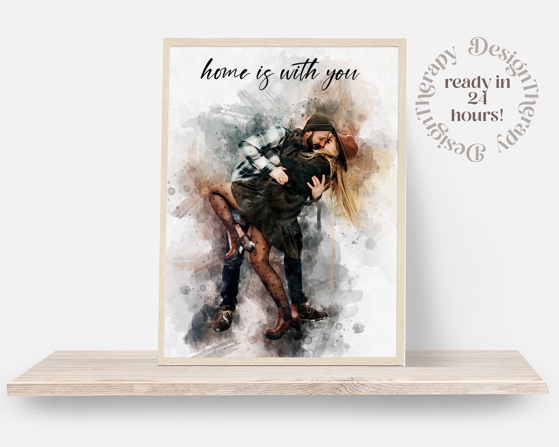 Watercolor Portrait Personalized Wedding Gift Art Print