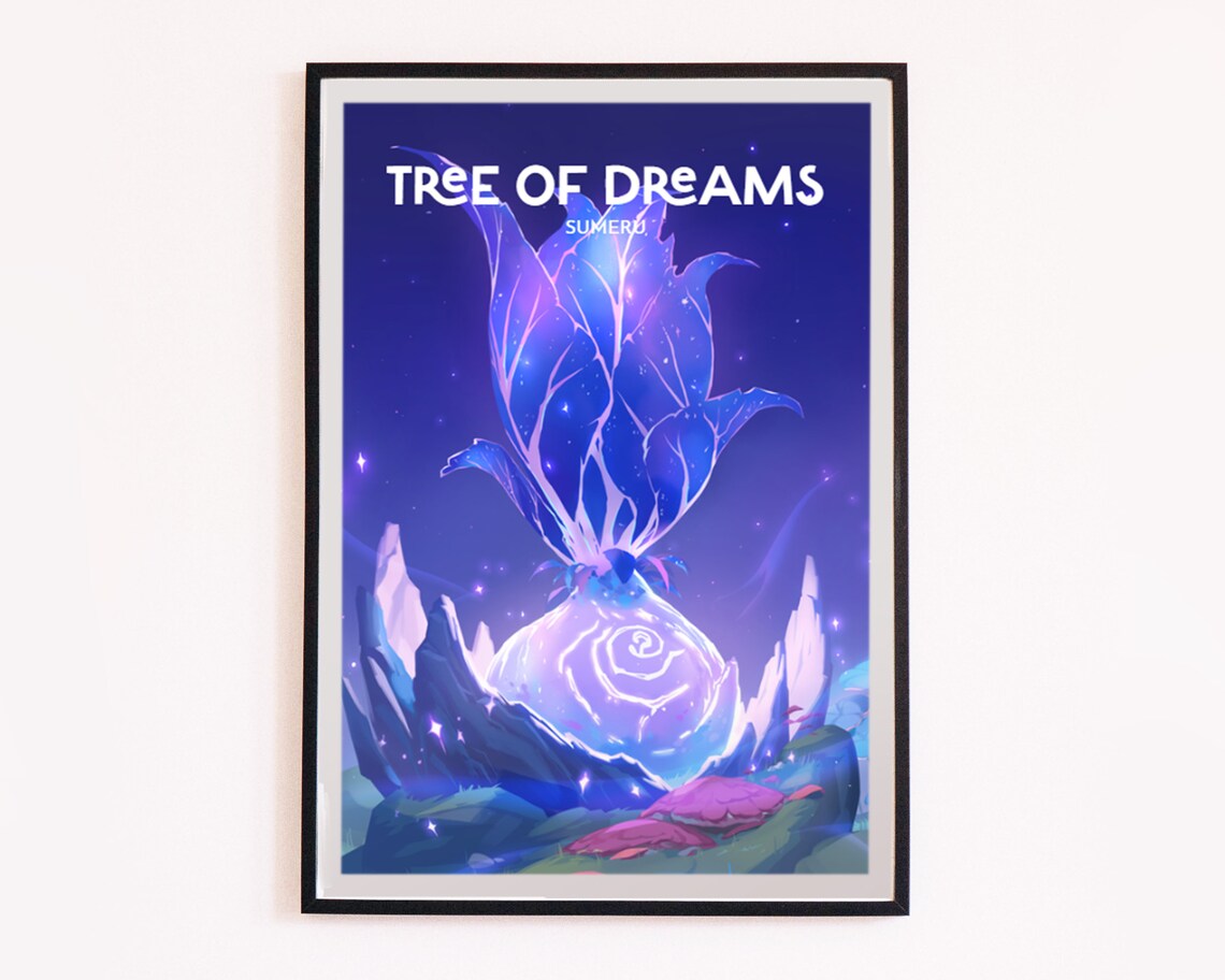 Tree of Dreams Sumeru Genshin Impact Glowing Anime Fantasy Poster