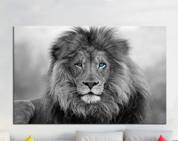Lion Canvas Art Wild Animal Print Framed Home Decor