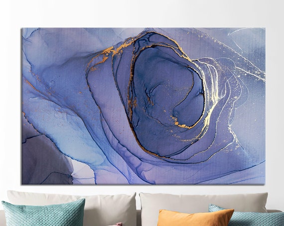 Purple Marble Abstract Canvas Wall Art Modern Home Decor