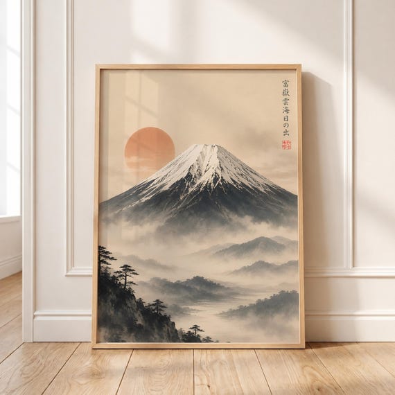 Mount Fuji Japanese Print Vintage Ukiyo E Landscape Poster
