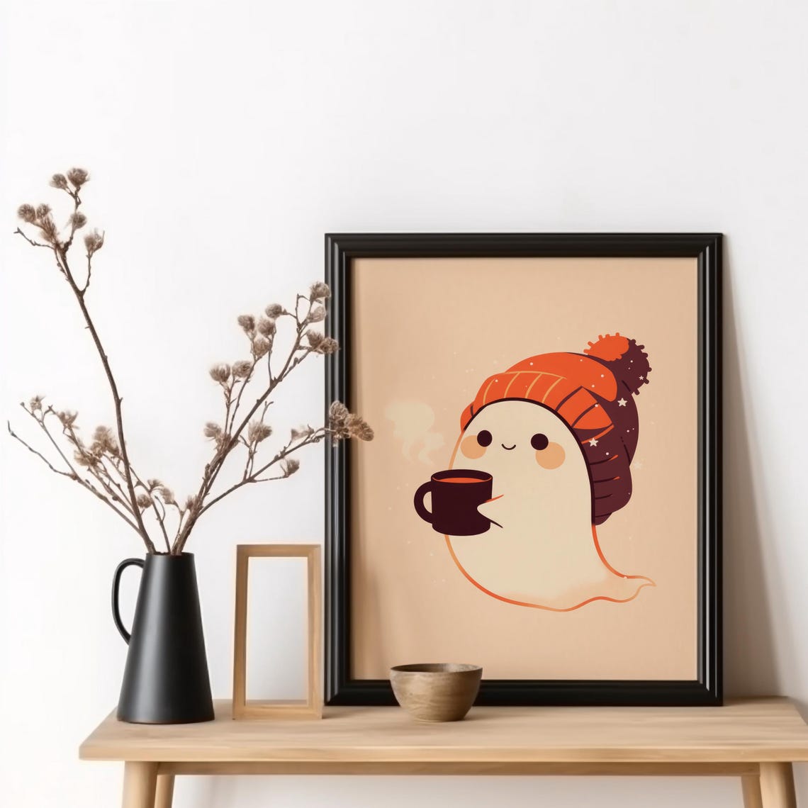 Cute Coffee Anime Halloween Art Print