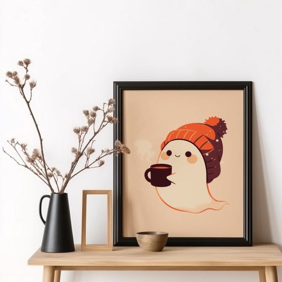 Cute Coffee Anime Halloween Art Print