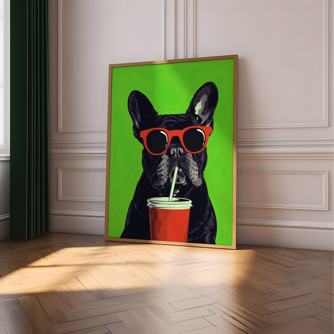 French Bulldog Funny Coffee Lover Kitchen Poster