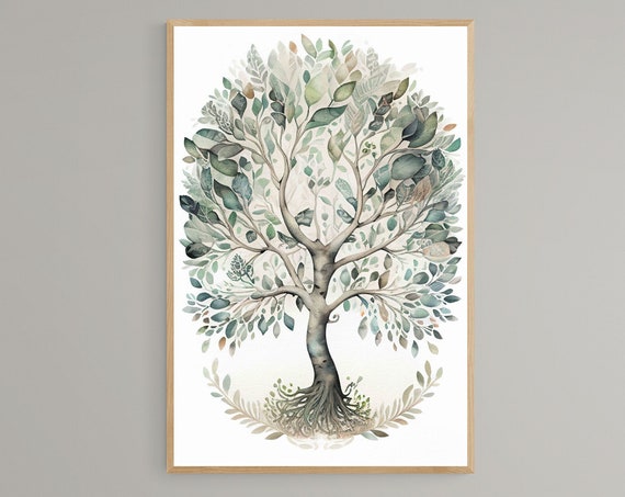 Tree Of Life Poster Zen Wall Art Yoga Art Print Mindfulness Gift Meditation Poster Boho Wall Decor
