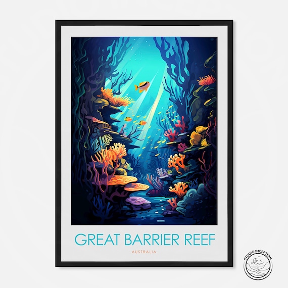 Great Barrier Reef Print Australia Travel Poster Travel Gifts Honeymoon Poster Gallery Wall Travel Art Coral Reef Personalised Gift