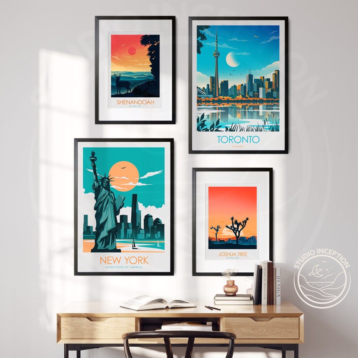 New York Travel Poster, USA Skyline and Liberty - Image 2