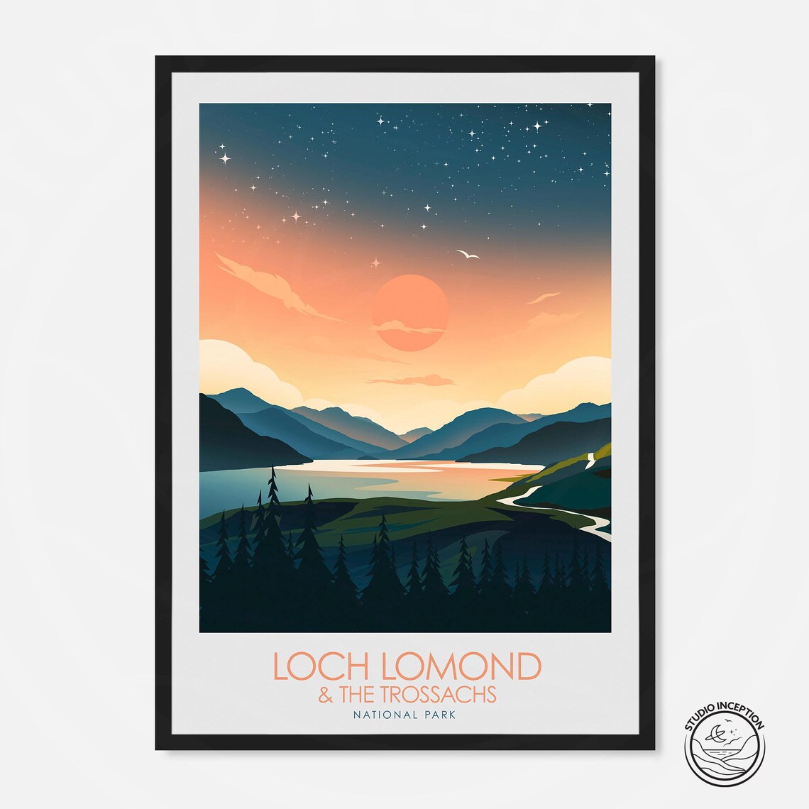 Loch Lomond Travel Poster, Trossachs National Park