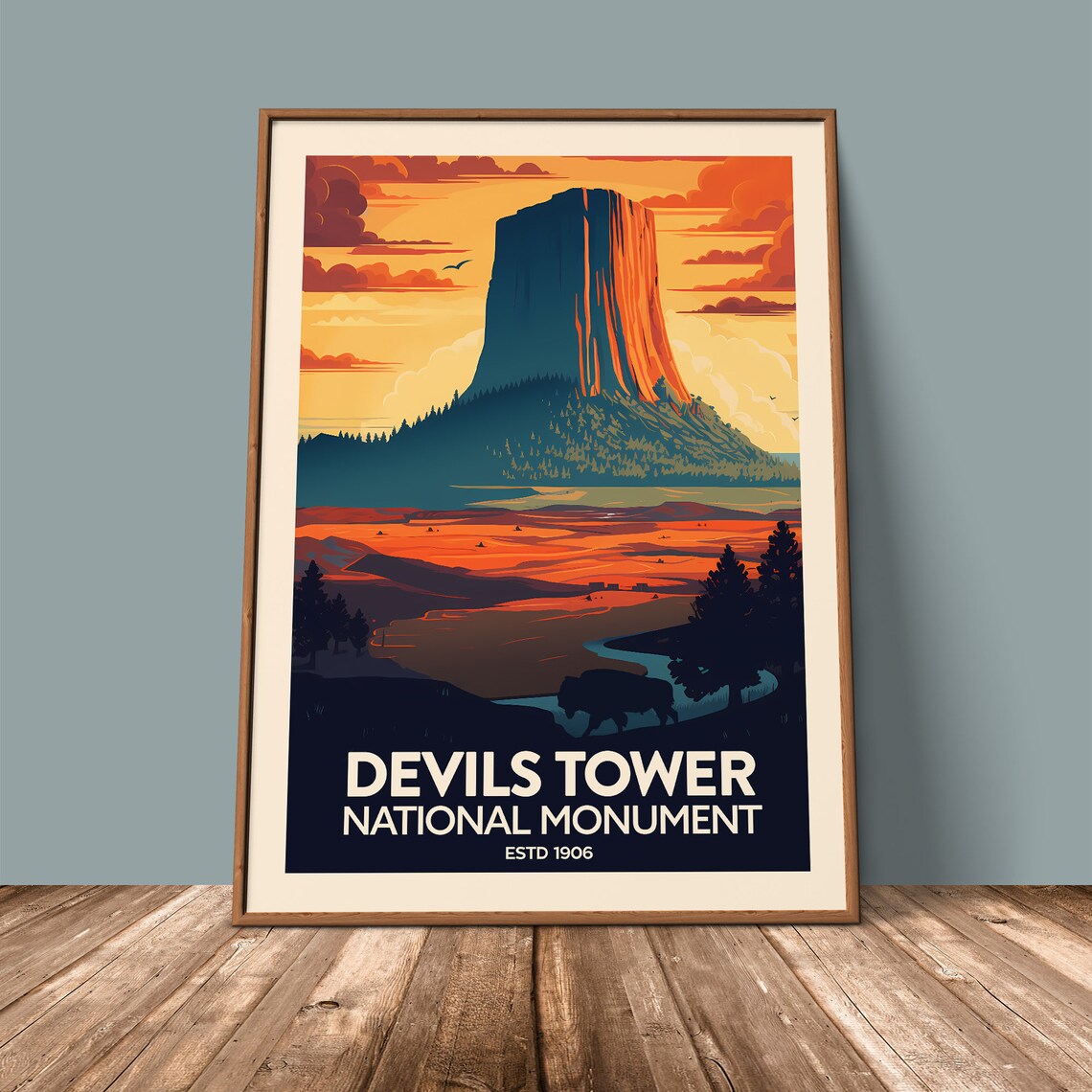Devils Tower Travel Poster, Wyoming National Monument - Image 2