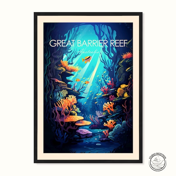 Great Barrier Reef Poster Australia Travel Print Travel Gift Honeymoon Poster Gallery Wall Art Travel Art Coral Reef Personalised Gift