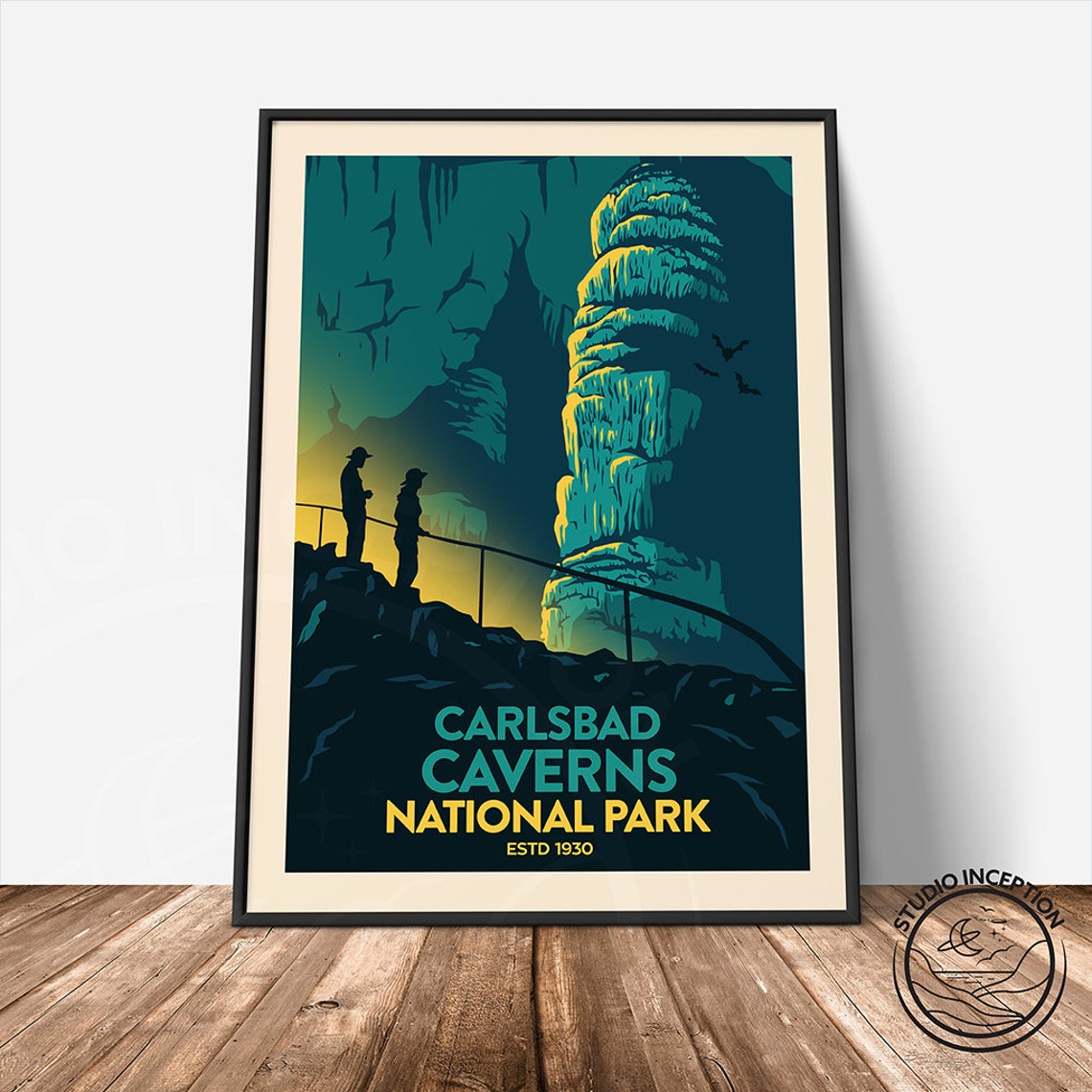 Carlsbad Caverns National Park Cave Stalagmite Vintage Travel Poster - Image 3