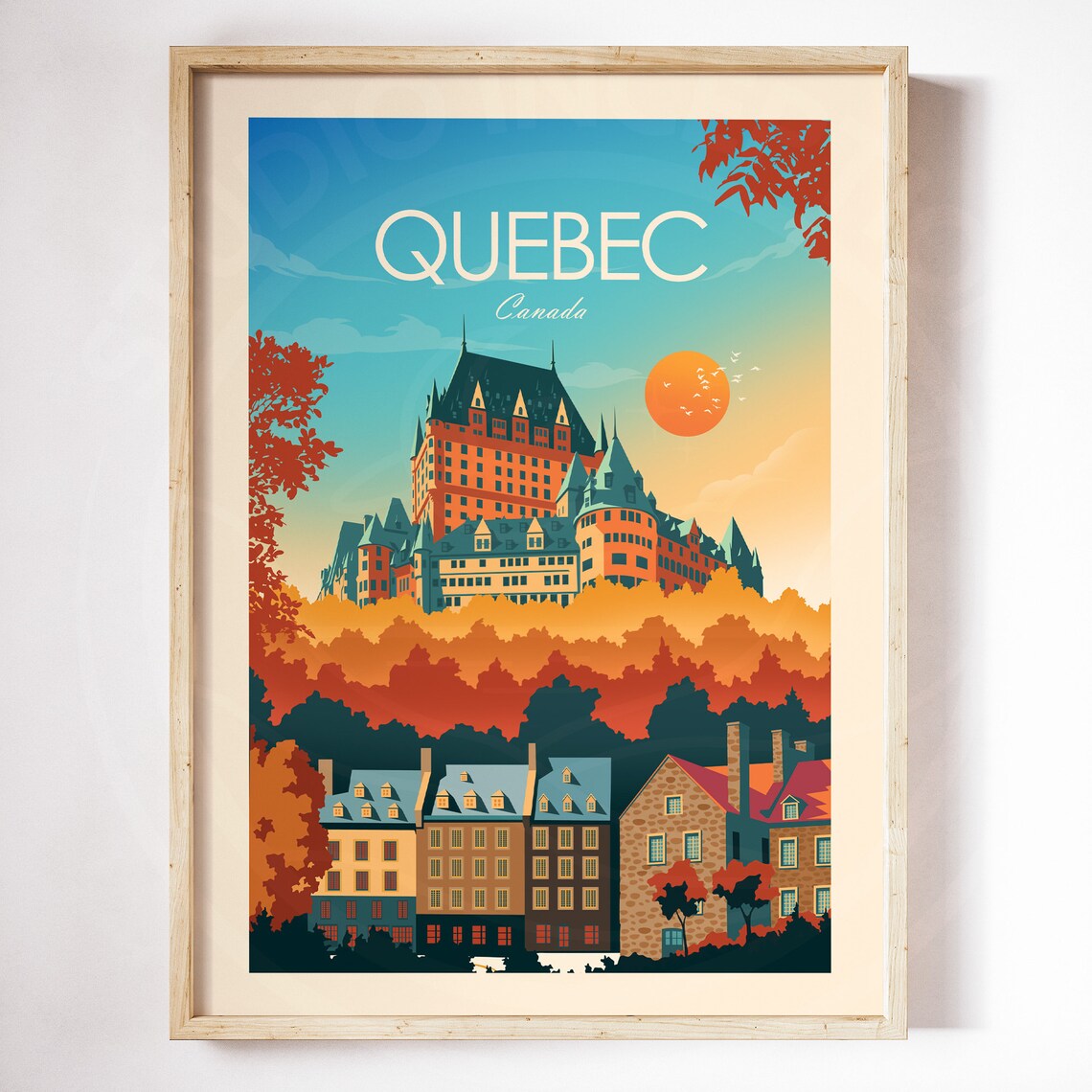 Quebec Canada Travel Poster, Chateau Frontenac - Image 2