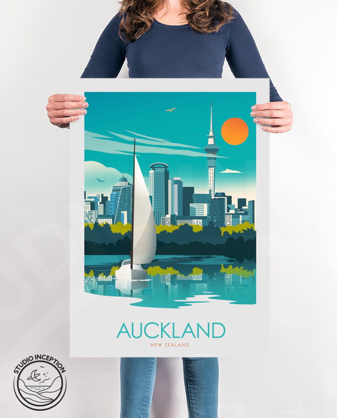 Auckland New Zealand Travel Poster Art Print - Image 3