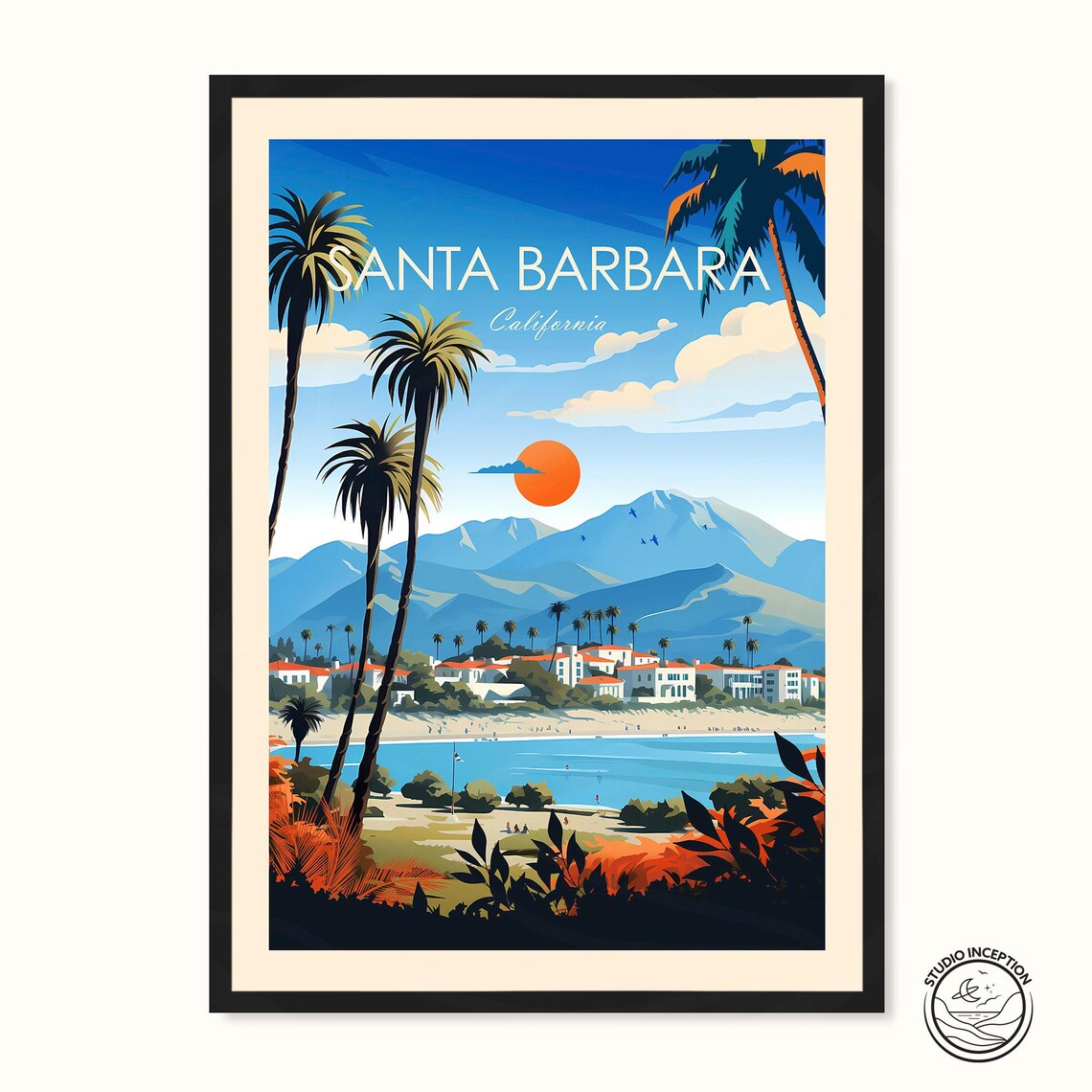 Santa Barbara Traditional Travel Poster, California