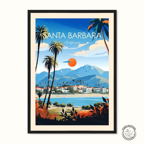 Santa Barbara Traditional Travel Poster, California
