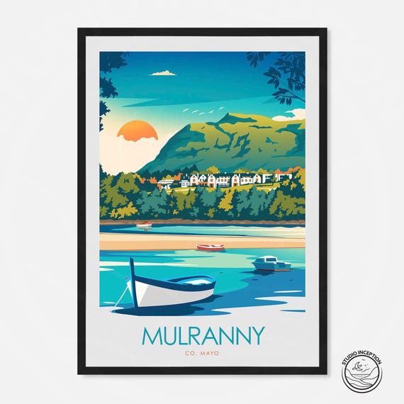 Mulranny Minimal Travel Poster, Co Mayo Ireland