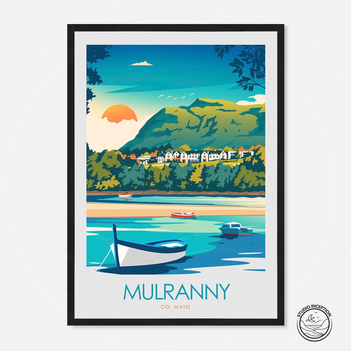 Mulranny Minimal Travel Poster, Co Mayo Ireland