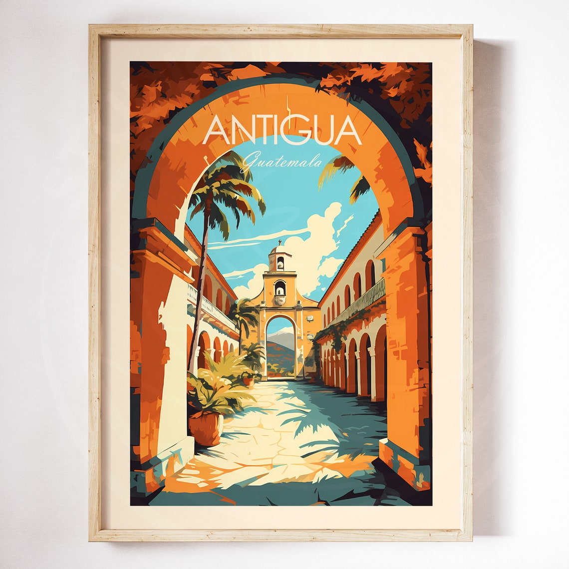 Antigua Guatemala Colonial Arch Courtyard Vintage Travel Poster - Image 3