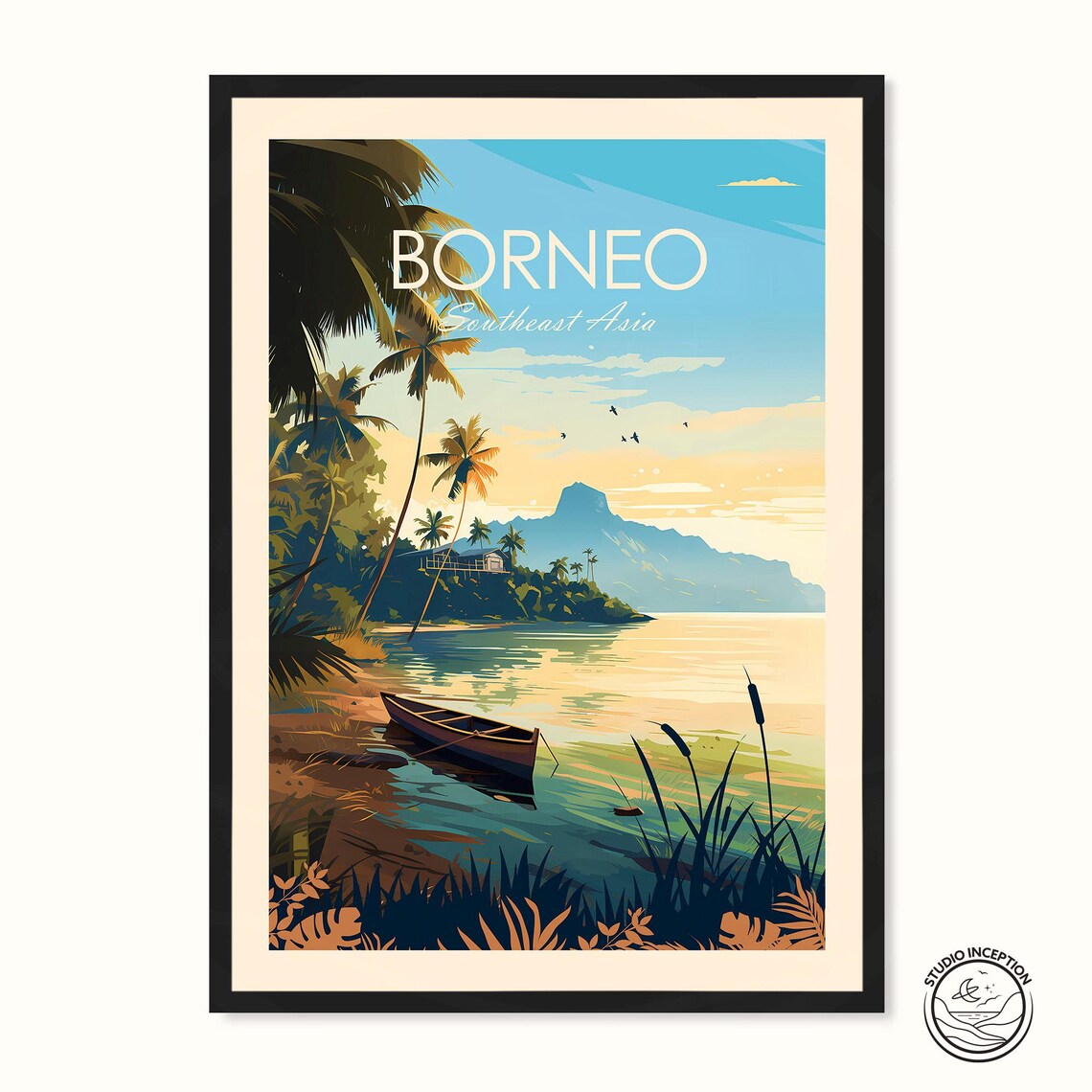 Borneo Traditional Travel Poster, Southeast Asia