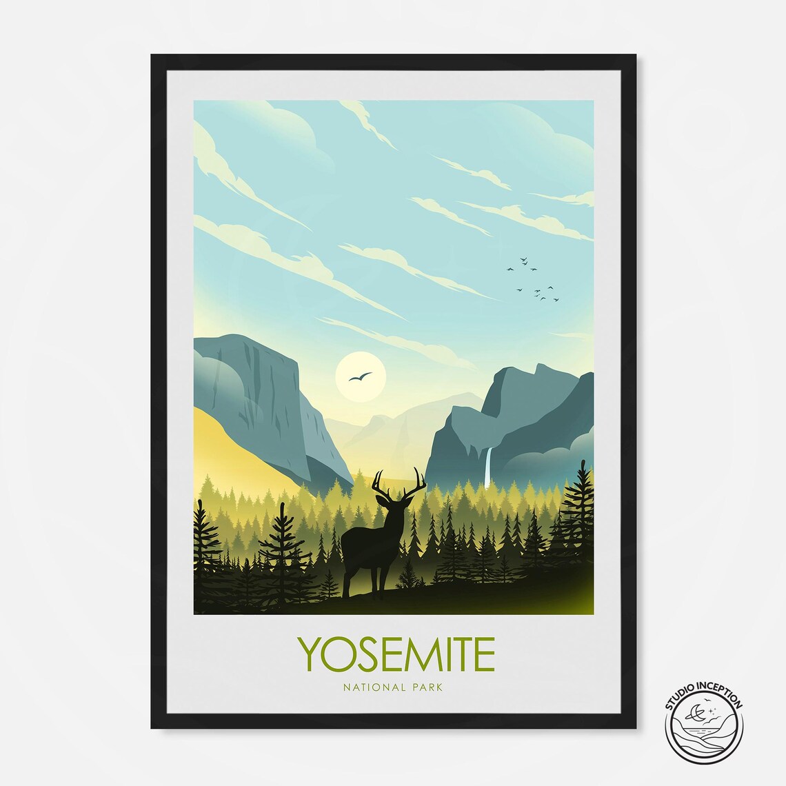 Yosemite Minimalist Travel Poster, National Park Art Print