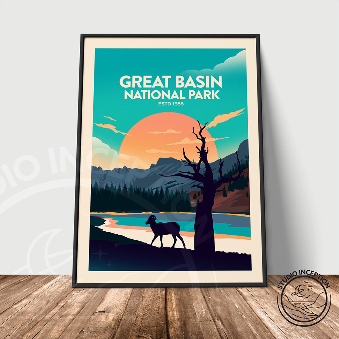 Great Basin National Park Nevada Sheep Lake Sunset Travel Poster - Image 3