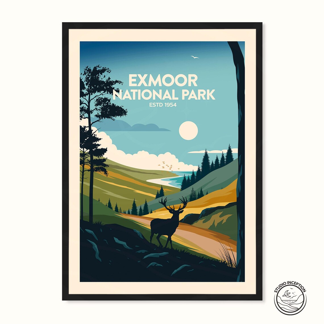 Exmoor National Park Travel Poster, Hiking Gift