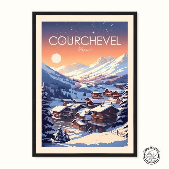 Courchevel Travel Print France Ski Resort Courchevel Poster Courchevel Wall Hanging Home Dcor Gift Ski Art Courchevel Print Skiing