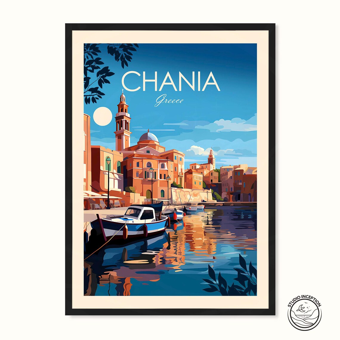 Chania Traditional Travel Poster, Crete Greece