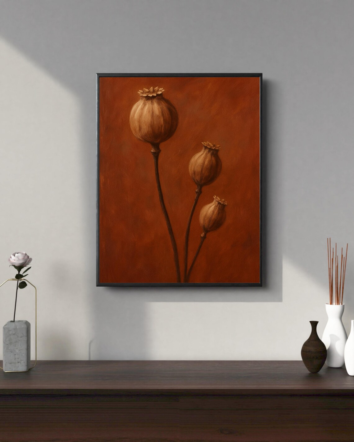 Botanical Poppy, Minimalist Plant Illustration