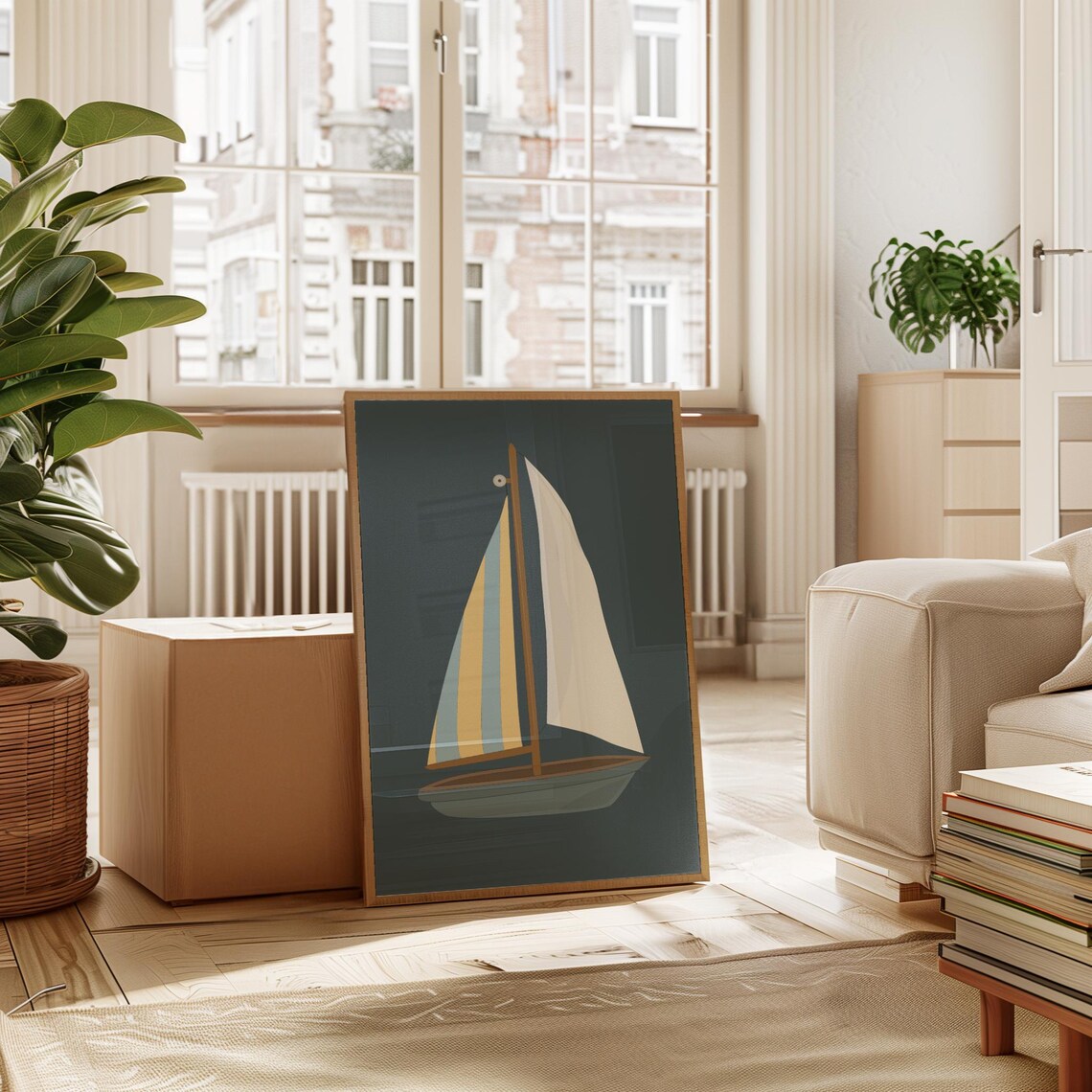 Blue Sailboat Art Print, Boys Room Ocean Decor - Image 3