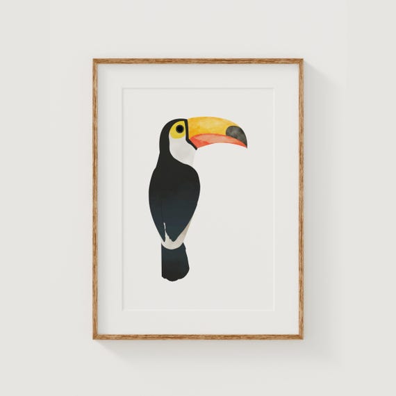 Toucan Print Fun Kids Room Art Nursery Wall Decor Playroom Print Bright Bold Tropical Bird Art Instant