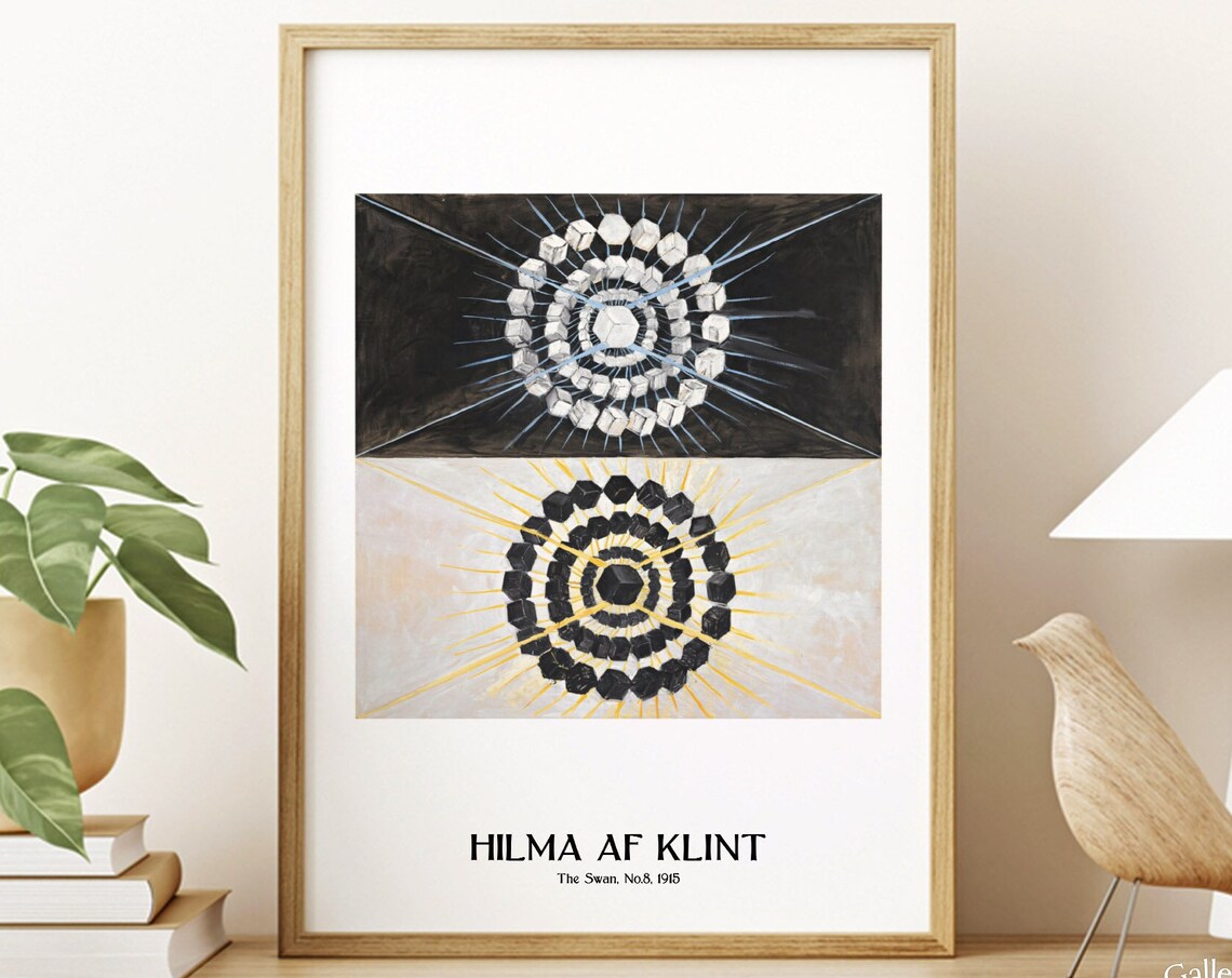 Hilma Af Klint The Swan No 8 1915 Black White Sunburst Art Print