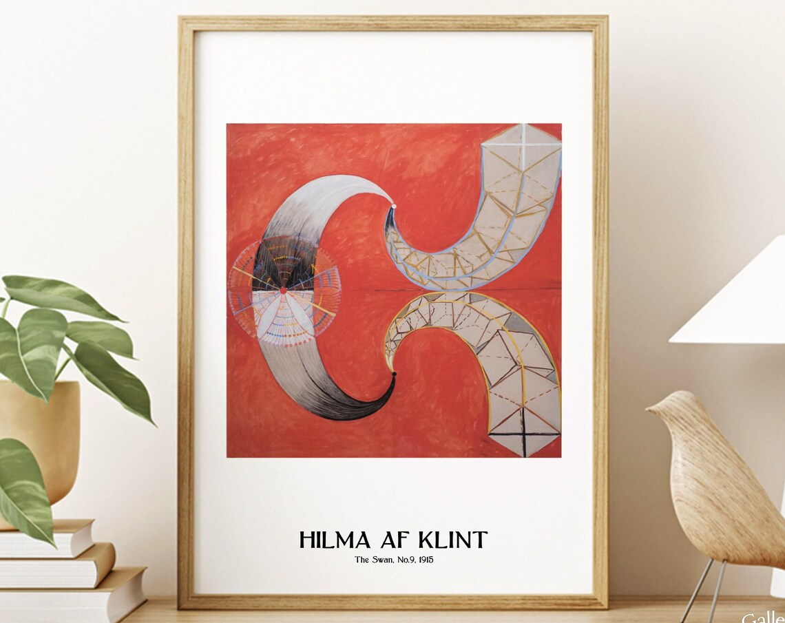 Hilma Af Klint The Swan No 9 1915 Red Swan Spiritual Abstract Poster