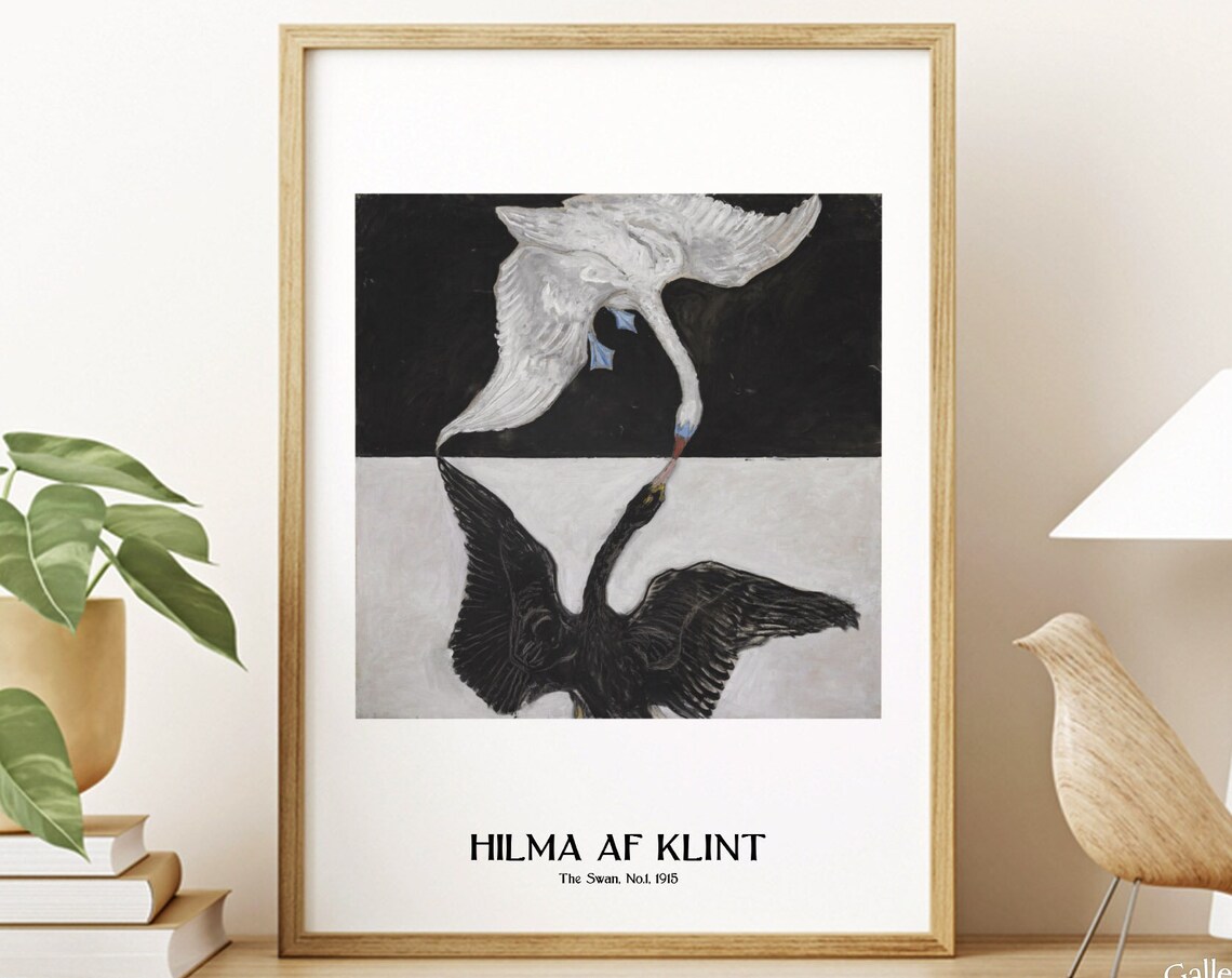 Hilma Af Klint The Swan No 1 1915 Black White Mirrored Swans Poster