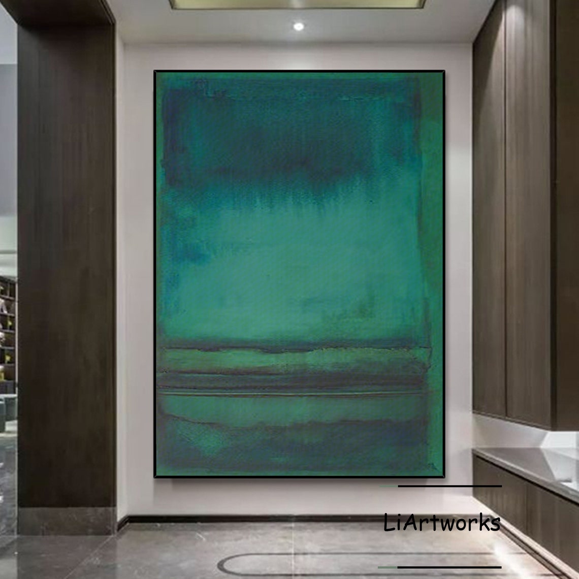 Large Dark Green Minimalism Painting Green Wall Art Dark Green Abstract Painting Abstract Oil Painting Wabi Sabi Art Home Wall Decor - Image 3
