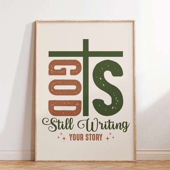 Retro Christian Wall Print God Quote Print Christian Poster Bible Verse Wall Decor Large Art Christian Gift