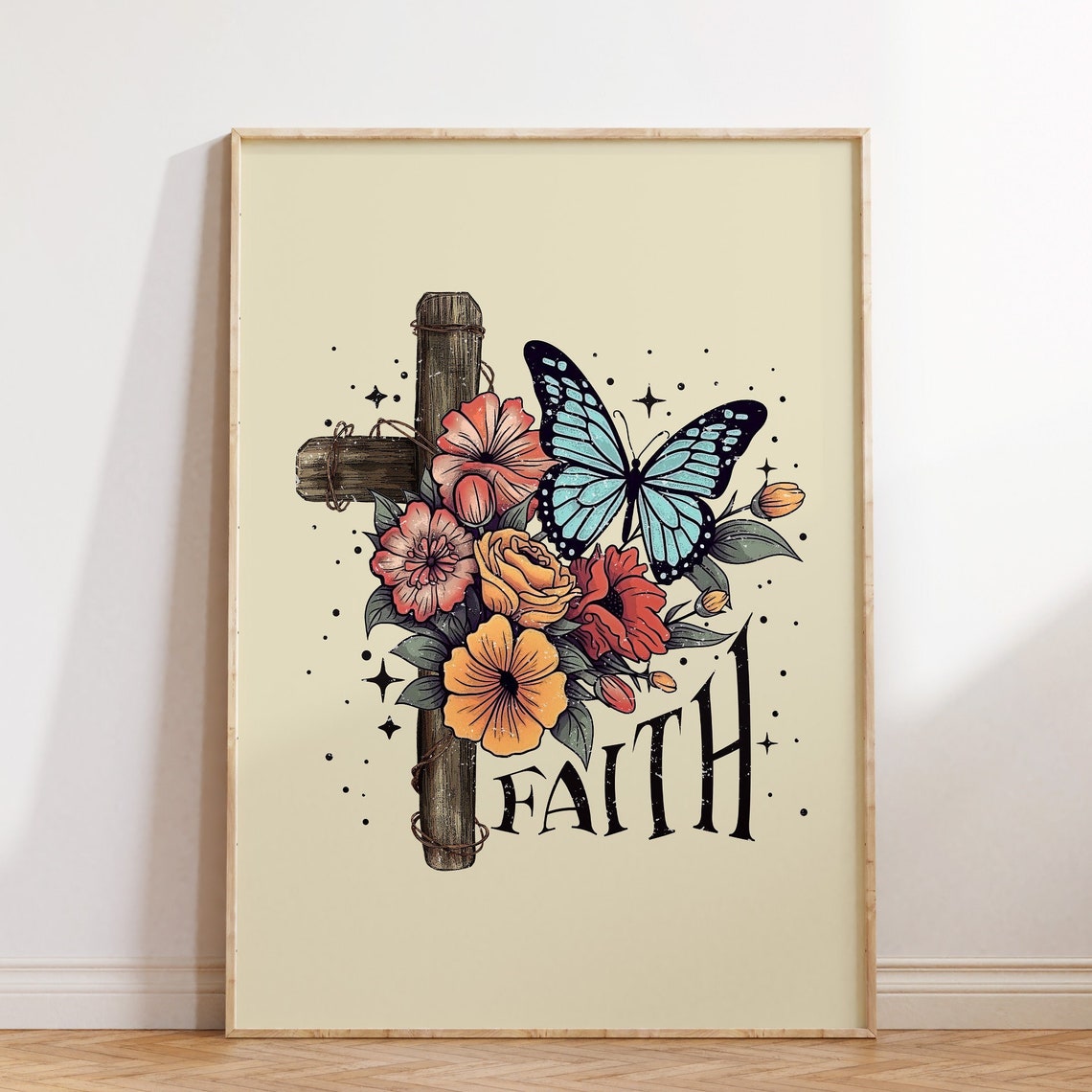 Retro Christian Wall Art Print Faith Print Christian Poster Bible Verse Religious Print Scripture Art Christian Gift