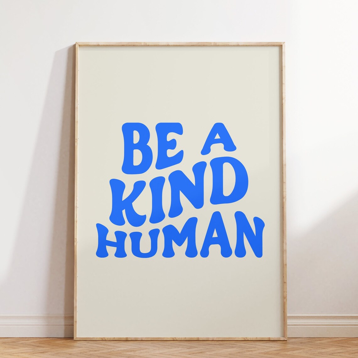 Be A Kind Human Blue Retro Groovy Motivational Inspirational Poster - Image 4