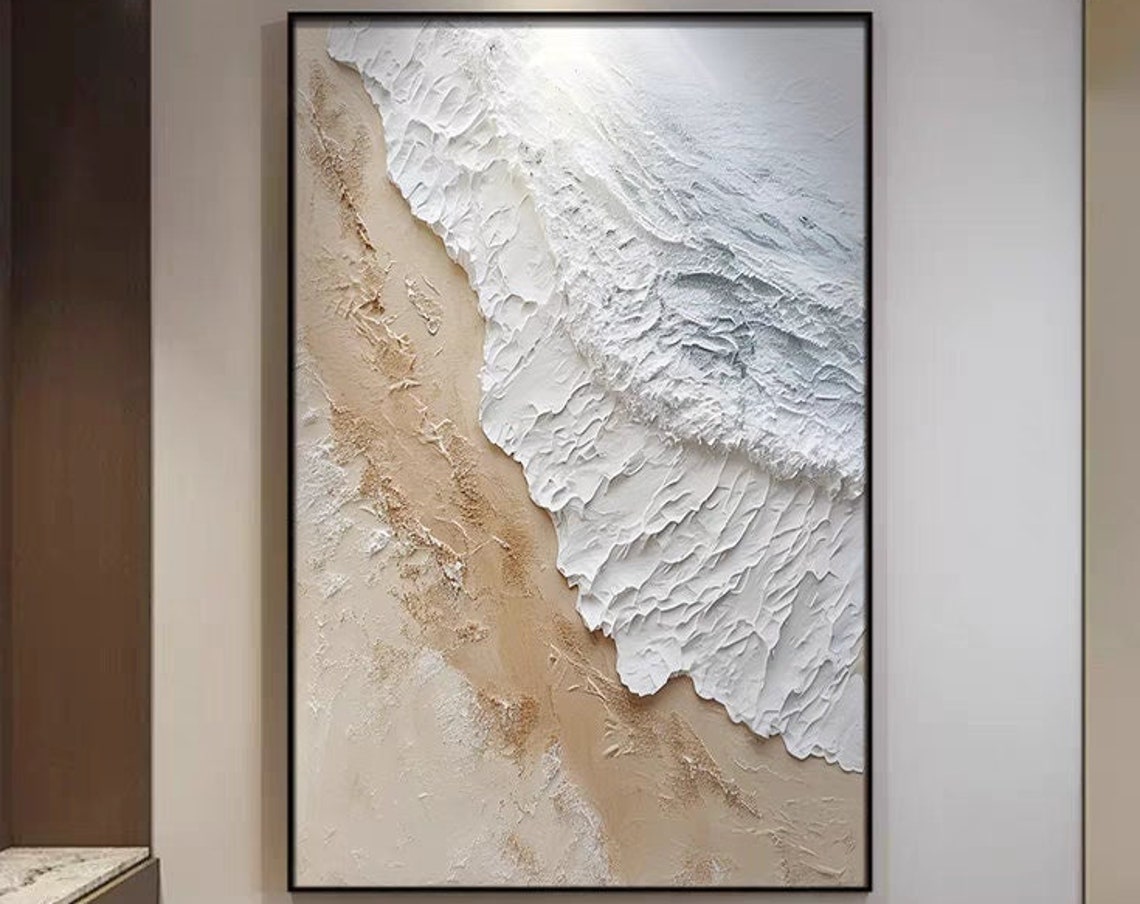 Foamy Ocean Waves Meeting Sand Aerial Coastal Beach Scene Poster