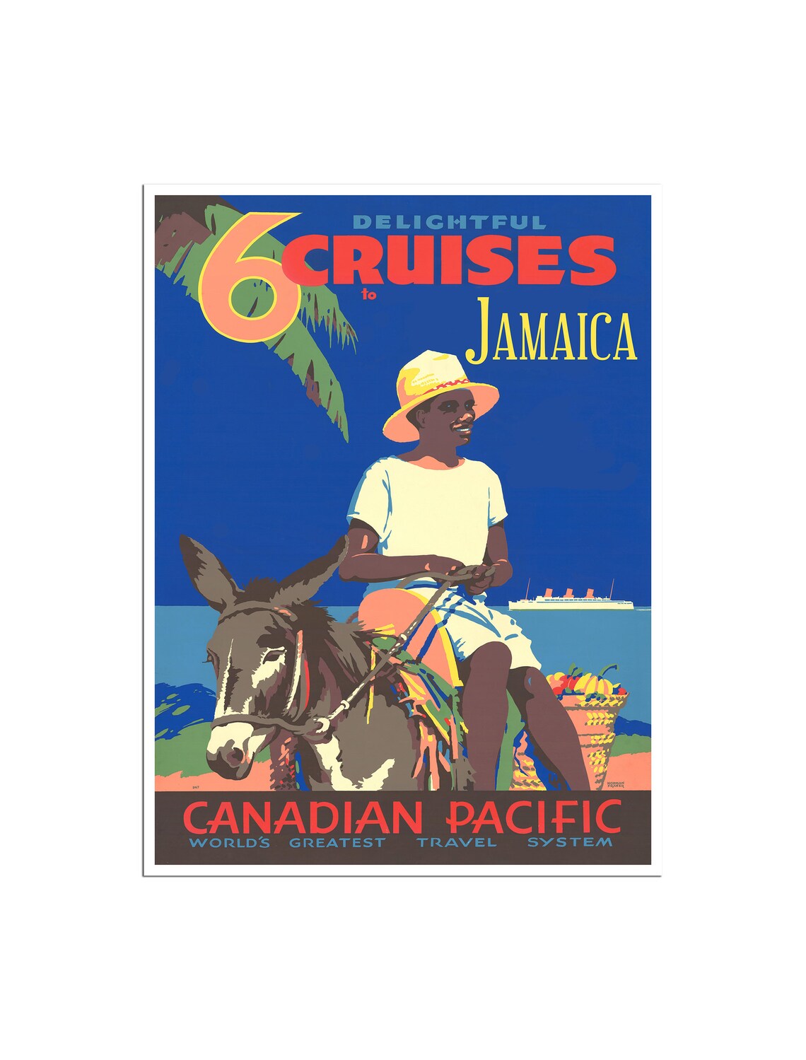 Jamaica Six Cruises Canadian Pacific Vintage Travel Poster Art