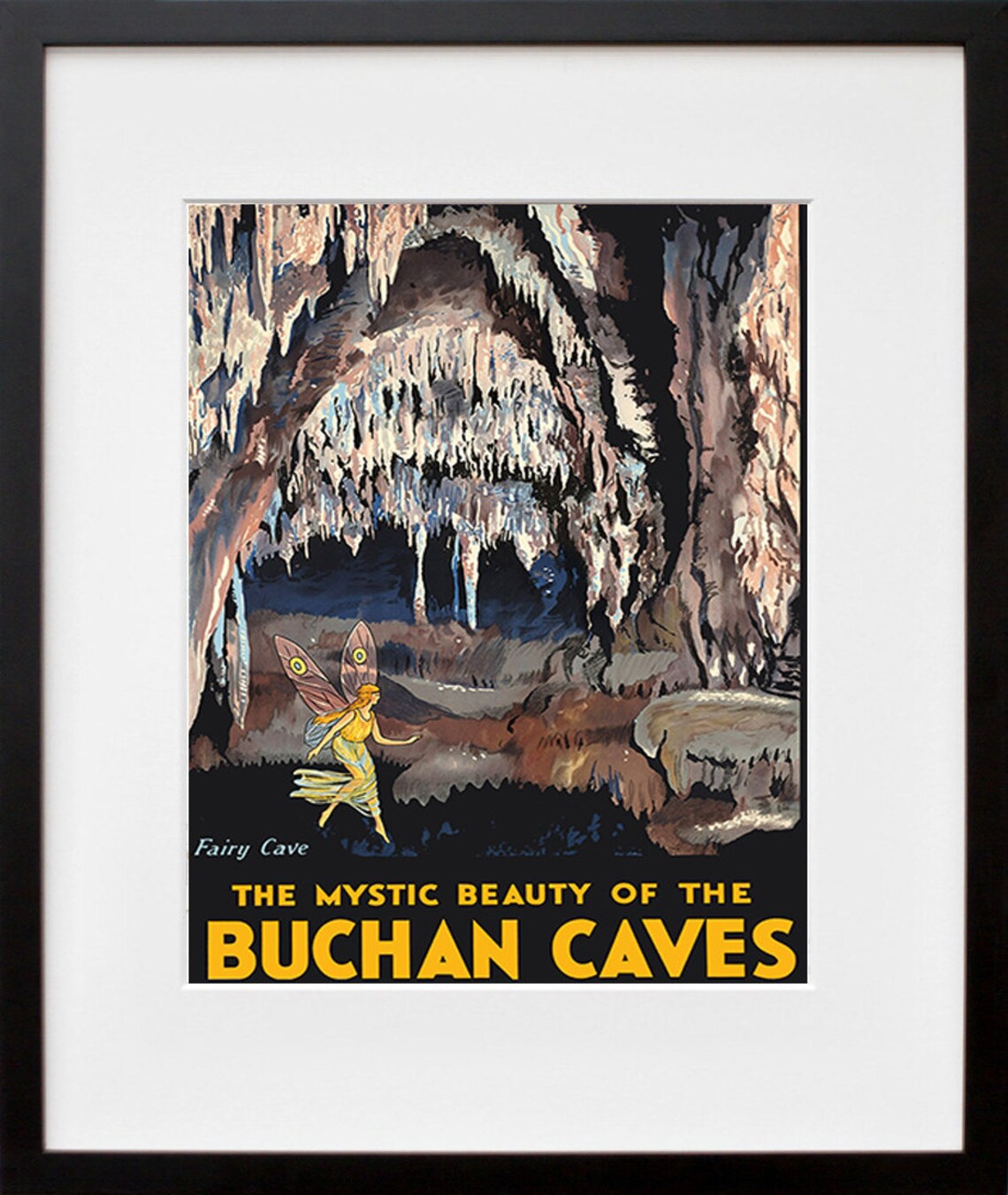 The Mystic Beauty of the Buchan Caves Vintage Travel Poster Fairy