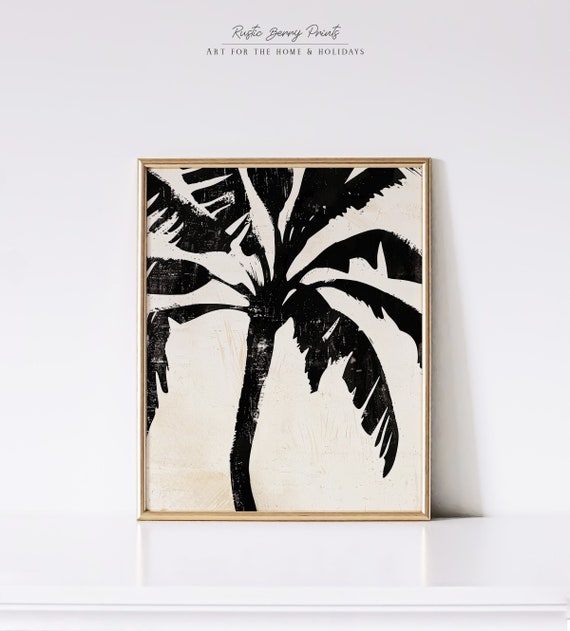 Vintage Palm Tree Wall Art Vintage Print Modern Beach Decor Tropical Living Room Wall Art Instant