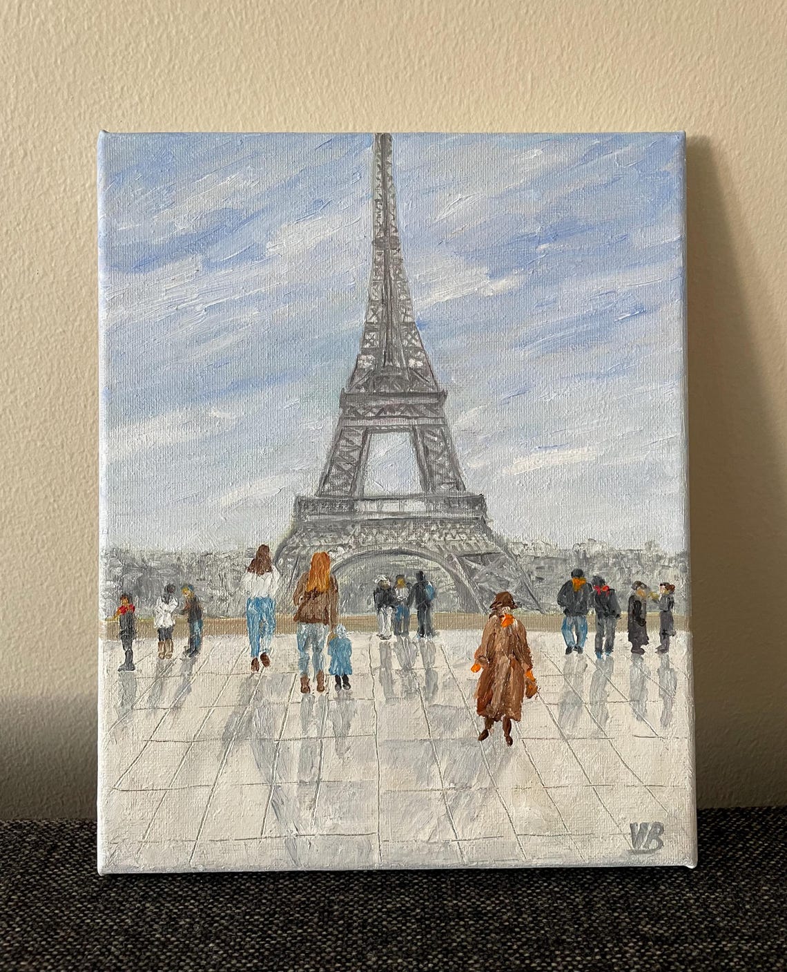 Eiffel Tower Paris Cityscape People Walking Travel Oil Painting Poster - Image 3