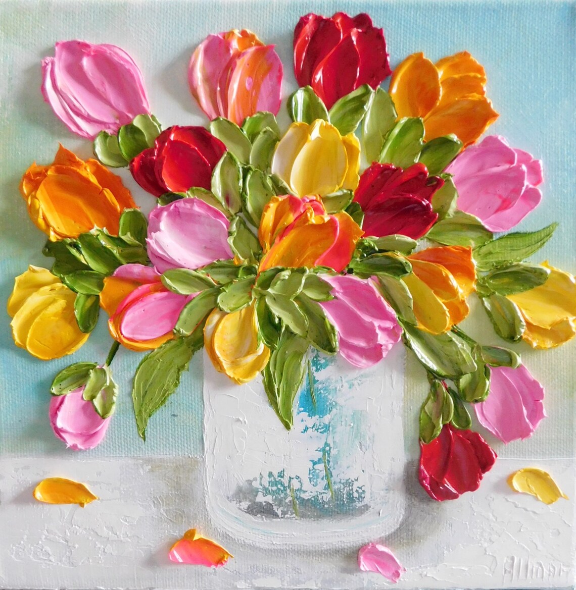 Custom Bright Tulip Oil Painting, Spring Floral Art Print - Image 5